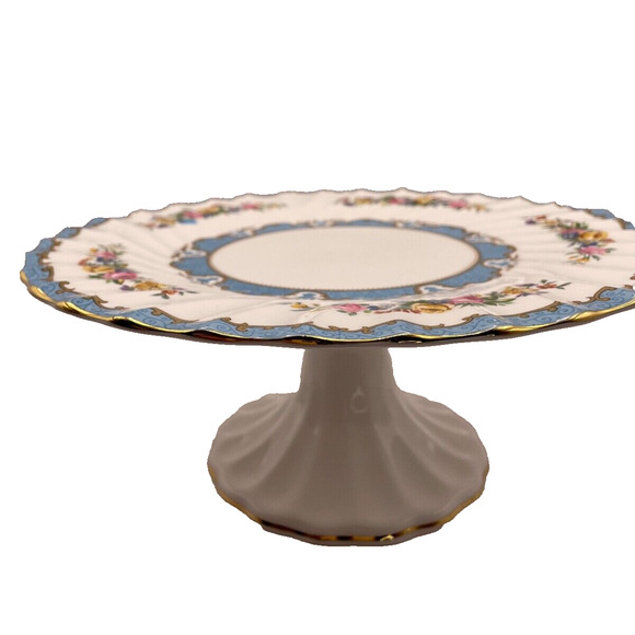 Fine Bone China Crown Staffordshire England R Cake Plate On Stand - Picture 2 of 8